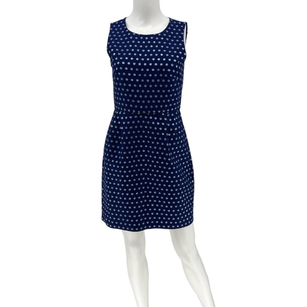 J‎ Crew Navy Silver Polka Dot Mini Dress Size 2